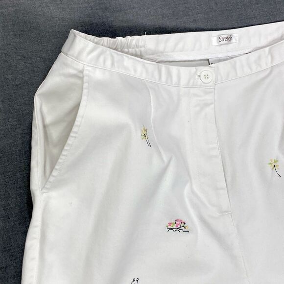 Drapers & Damons Pants Womens 16 White Artwork Embroidered Stretchy Casual Chic - Picture 4 of 16